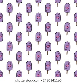 Seamless pattern with ice cream doodle for decorative print, wrapping paper, greeting cards, wallpaper and fabric
