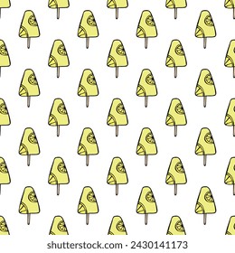 Seamless pattern with ice cream doodle for decorative print, wrapping paper, greeting cards, wallpaper and fabric