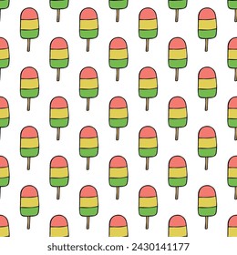 Seamless pattern with ice cream doodle for decorative print, wrapping paper, greeting cards, wallpaper and fabric