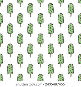 Seamless pattern with ice cream doodle for decorative print, wrapping paper, greeting cards, wallpaper and fabric