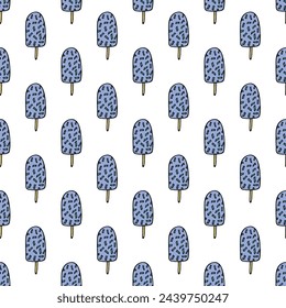Seamless pattern with ice cream doodle for decorative print, wrapping paper, greeting cards, wallpaper and fabric