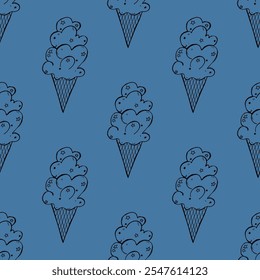 Seamless pattern with ice cream doodle for decorative print, wrapping paper, greeting cards, wallpaper and fabric