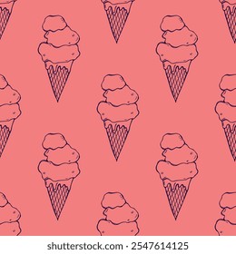 Modelo inconsútil con el garabato del helado para la impresión decorativa, papel de embalaje, tarjetas de felicitación, Fondo de pantalla y tela
