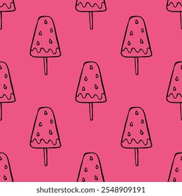 Padrão sem costura com doodle de sorvete para impressão decorativa, papel de embrulho, cartões de saudação, papel de parede e tecido