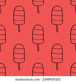 Seamless pattern with ice cream doodle for decorative print, wrapping paper, greeting cards, wallpaper and fabric
