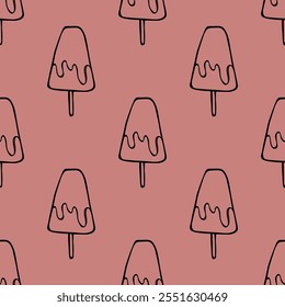 Seamless pattern with ice cream doodle for decorative print, wrapping paper, greeting cards, wallpaper and fabric