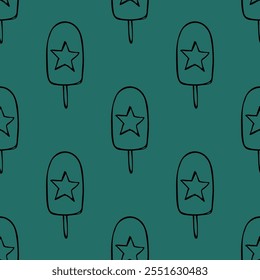 Seamless pattern with ice cream doodle for decorative print, wrapping paper, greeting cards, wallpaper and fabric