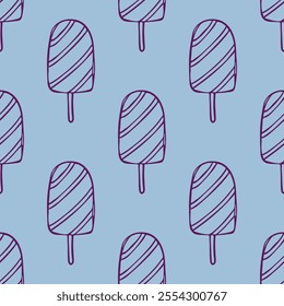 Seamless pattern with ice cream doodle for decorative print, wrapping paper, greeting cards, wallpaper and fabric