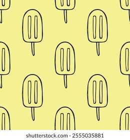 Seamless pattern with ice cream doodle for decorative print, wrapping paper, greeting cards, wallpaper and fabric