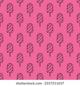 Seamless pattern with ice cream doodle for decorative print, wrapping paper, greeting cards, wallpaper and fabric