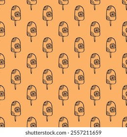 Seamless pattern with ice cream doodle for decorative print, wrapping paper, greeting cards, wallpaper and fabric