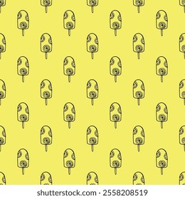 Seamless pattern with ice cream doodle for decorative print, wrapping paper, greeting cards, wallpaper and fabric