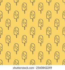 Seamless pattern with ice cream doodle for decorative print, wrapping paper, greeting cards, wallpaper and fabric