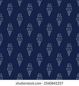 Seamless pattern with ice cream doodle for decorative print, wrapping paper, greeting cards, wallpaper and fabric