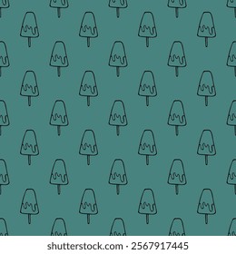 Seamless pattern with ice cream doodle for decorative print, wrapping paper, greeting cards, wallpaper and fabric