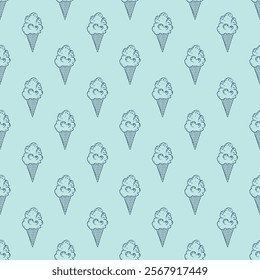 Seamless pattern with ice cream doodle for decorative print, wrapping paper, greeting cards, wallpaper and fabric