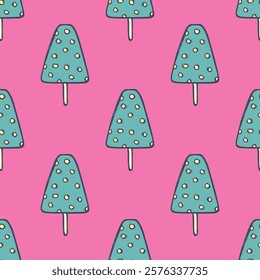 Seamless pattern with ice cream doodle for decorative print, wrapping paper, greeting cards, wallpaper and fabric