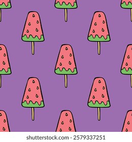 Seamless pattern with ice cream doodle for decorative print, wrapping paper, greeting cards, wallpaper and fabric