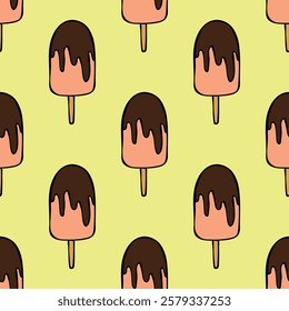 Seamless pattern with ice cream doodle for decorative print, wrapping paper, greeting cards, wallpaper and fabric