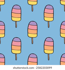 Seamless pattern with ice cream doodle for decorative print, wrapping paper, greeting cards, wallpaper and fabric