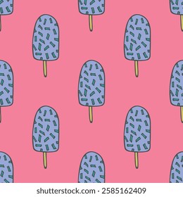 Seamless pattern with ice cream doodle for decorative print, wrapping paper, greeting cards, wallpaper and fabric