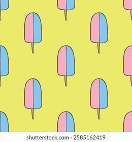 Seamless pattern with ice cream doodle for decorative print, wrapping paper, greeting cards, wallpaper and fabric