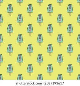 Seamless pattern with ice cream doodle for decorative print, wrapping paper, greeting cards, wallpaper and fabric