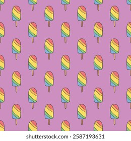 Seamless pattern with ice cream doodle for decorative print, wrapping paper, greeting cards, wallpaper and fabric