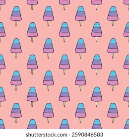 Seamless pattern with ice cream doodle for decorative print, wrapping paper, greeting cards, wallpaper and fabric