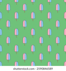 Seamless pattern with ice cream doodle for decorative print, wrapping paper, greeting cards, wallpaper and fabric