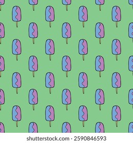 Seamless pattern with ice cream doodle for decorative print, wrapping paper, greeting cards, wallpaper and fabric