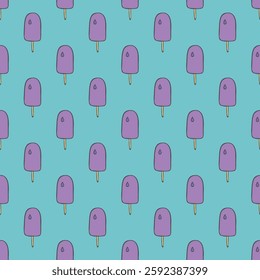 Seamless pattern with ice cream doodle for decorative print, wrapping paper, greeting cards, wallpaper and fabric