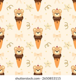 seamless pattern with ice cream , fabric pattern, gift wrapping paper, notebook cover, phone case 