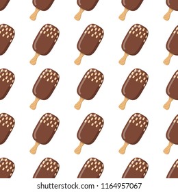 Seamless pattern with ice cream flat style. Colorful summer background. Wrapping paper, fabric, wallpaper, background design. Vector illustration.