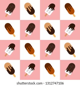 Seamless pattern with ice cream. Flat Ice Cream pattern. Vector illustration. 