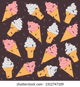 Seamless pattern with ice cream. Flat Ice Cream pattern. Vector illustration. 