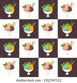 Seamless pattern with ice cream. Flat Ice Cream pattern. Vector illustration. 