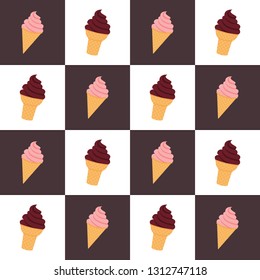 Seamless pattern with ice cream. Flat Ice Cream pattern. Vector illustration. 