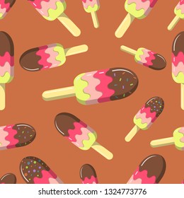 Seamless Pattern Ice Cream Flat Concept Illlustration