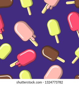 Seamless Pattern Ice Cream Flat Concept Illlustration