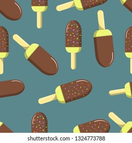 Seamless Pattern Ice Cream Flat Concept Illlustration