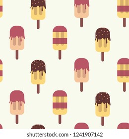 Seamless pattern with ice cream. Frozen juce