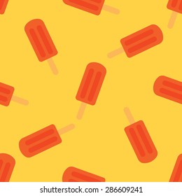 Seamless pattern of ice cream. Ice cream with fruit juice. Popsicle on a stick. Vector illustration.  Popsicle background.
