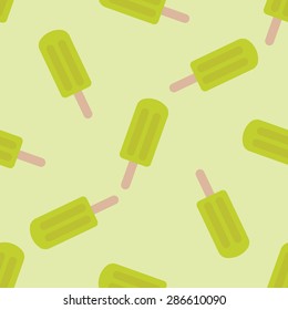 Seamless pattern of ice cream. Ice cream with fruit juice. Popsicle on a stick. Vector illustration.  Popsicle background.