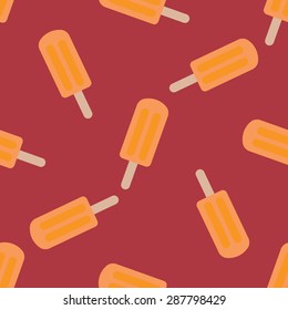 Seamless pattern of ice cream. Ice cream with fruit juice. Popsicle on a stick. Vector illustration.  Popsicle background.