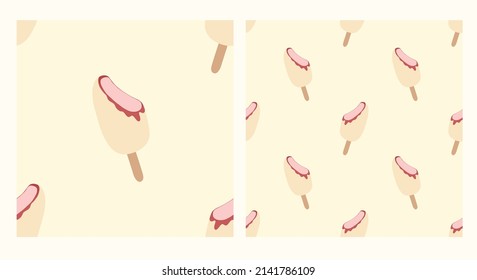 Seamless pattern. Ice cream Hand drawn illustration. Vector for clothes, background, print or other uses.
