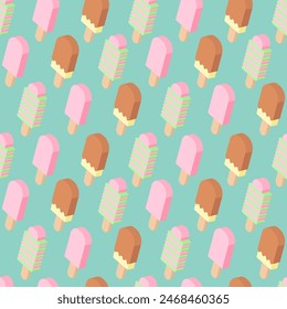 Seamless pattern with ice cream - hand drawn vector illustration.