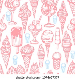 Seamless pattern with ice cream illustrations