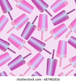 seamless pattern ice cream, ice lolly, pastel colors on white background. Vector