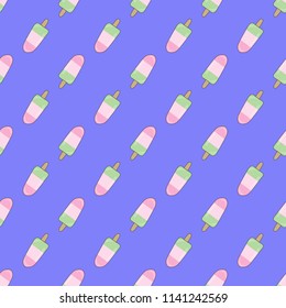 Seamless pattern with ice cream on a stick. For textiles, clothing. Vector illustration.